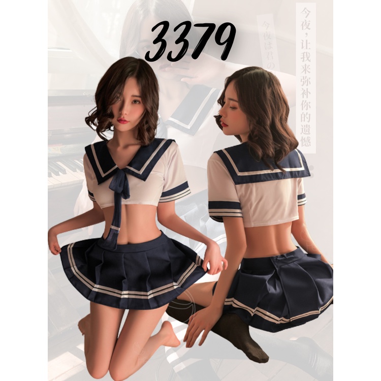 RR3379BE QQ1609 Sexy Lingerie Costume Lingerie Cosplay Student Blue Japanese Girl Seifuku Uniform School Baju Dinas Malam Baju Haram