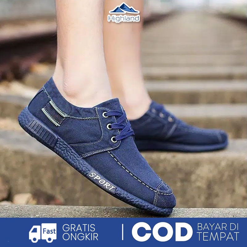 Highland Sepatu Sekolah Sepatu Pria Sepatu Santai Sepatu Slip On Sepatu Kerja Sepatu Jalan J11