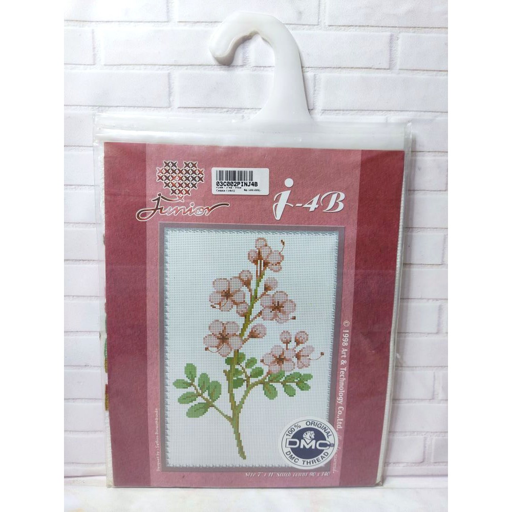 Paket DIY Craft Sulam Kristik Strimin Ori PINN J-4B Bunga Flower Pink Cassia