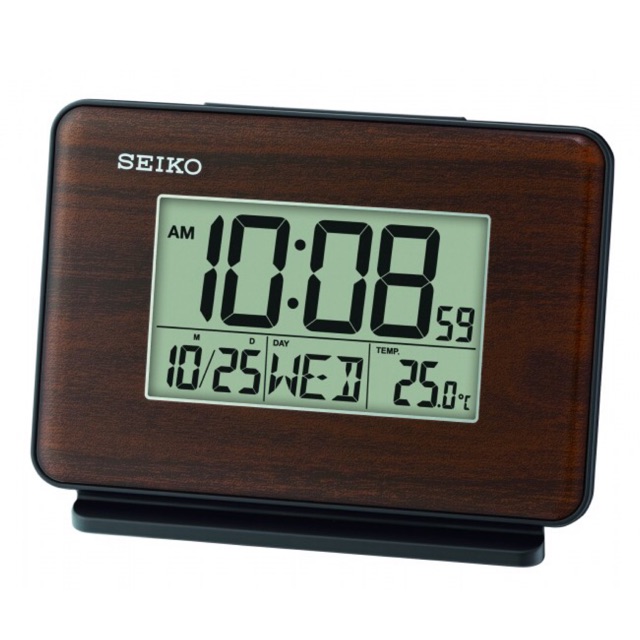 SEIKO DIGITAL ALARM QHL068B wood effect patern table clock jam meja beker ORIGINAL