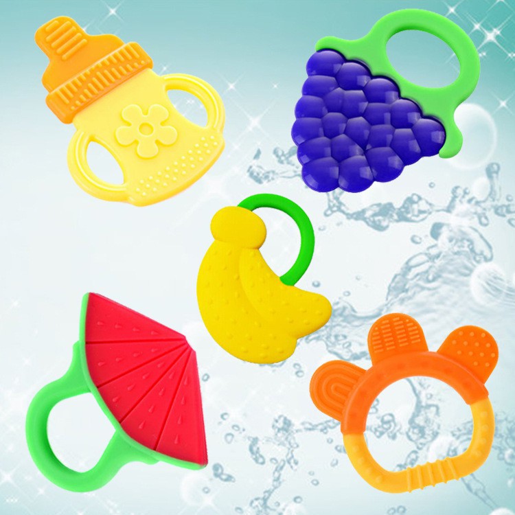 Baby Fruit Teether Pegang | Gigitan Bayi Bentuk Buah Bahan Silikon | Pegangan Bulat Bentuk Buah BPA FREE