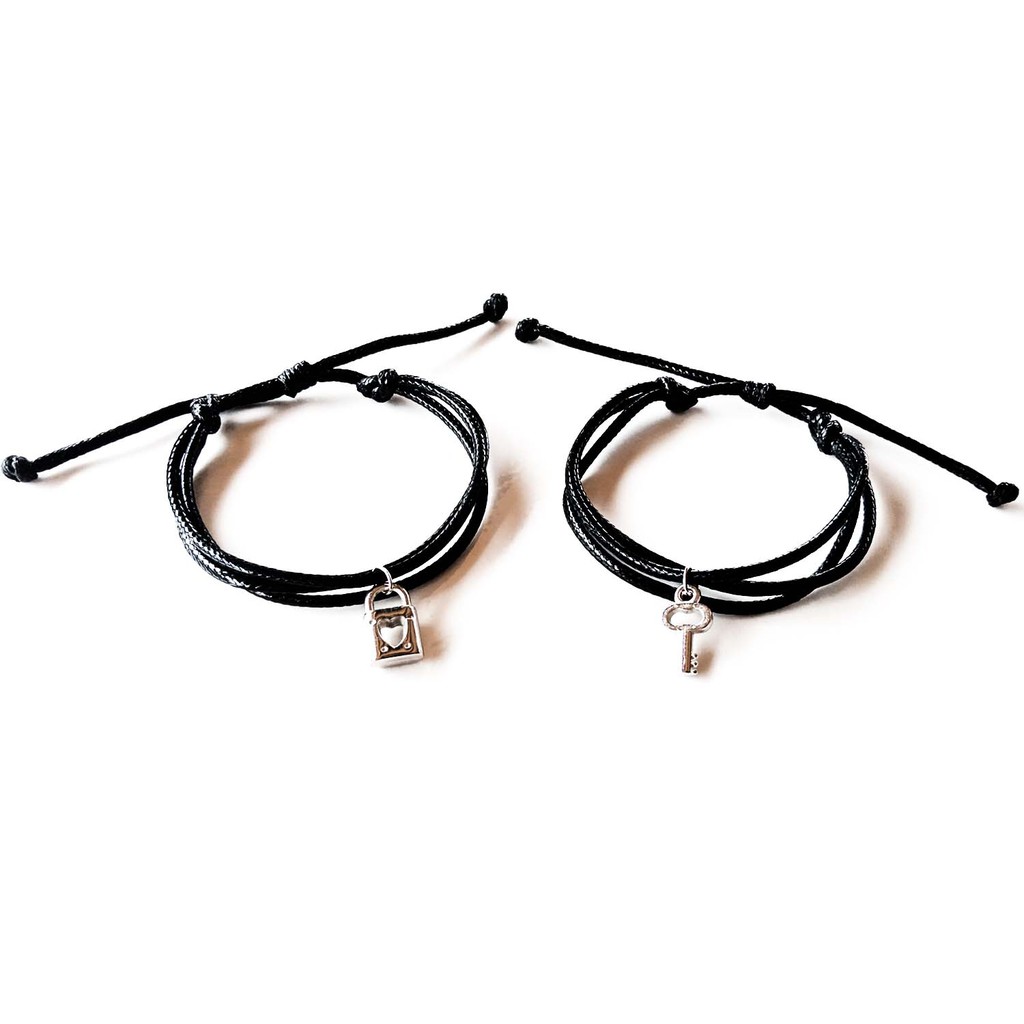 Gelang Couple Tali Korea 3 LAYER KUNCI GEMBOK new color