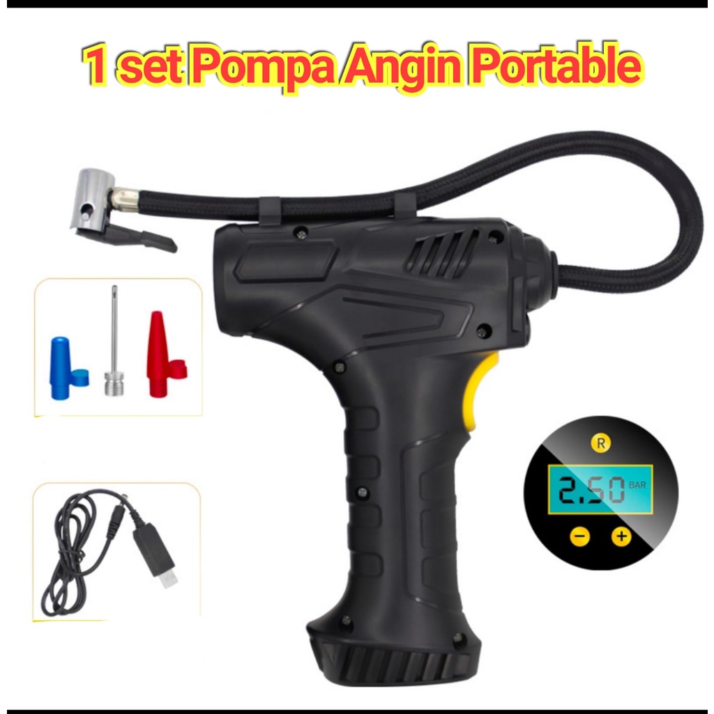 MESIN POMPA ANGIN  CORDLESS TIRE INFLATOR KOMPRESOR PORTABLE / POMPA MINI AIR MOBIL DAN MOTOR / Pompa