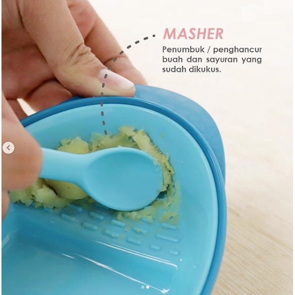 MAK207 MANGKOK MAKAN ANAK OONEW MASH &amp; SERVE BOWL WITH SPOON TB1919