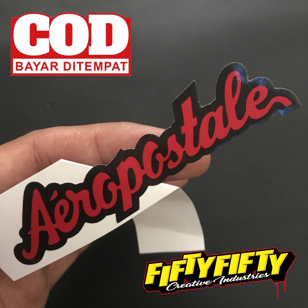 Stiker Print Cut AEROPOSTALE Merah Stiker Printing Laminasi Glossy Stiker Motor Mobil Helm Sudah Membentuk Pola Desain