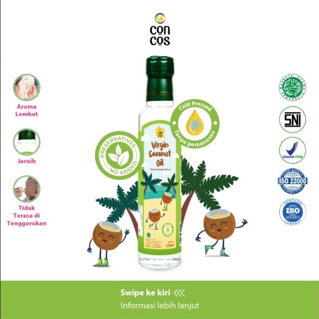 MAK291 CONCOS VIRGIN COCONUT OIL MINYAK KELAPA MURNI 250ML exp 9 2024