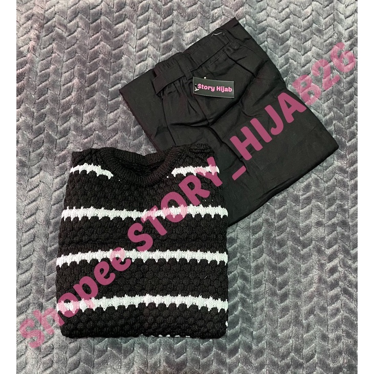 CHESSY SET + KESSIE SET  ( ATASAN + CELANA ) / BEST SELLER / BISA COD-Black - black