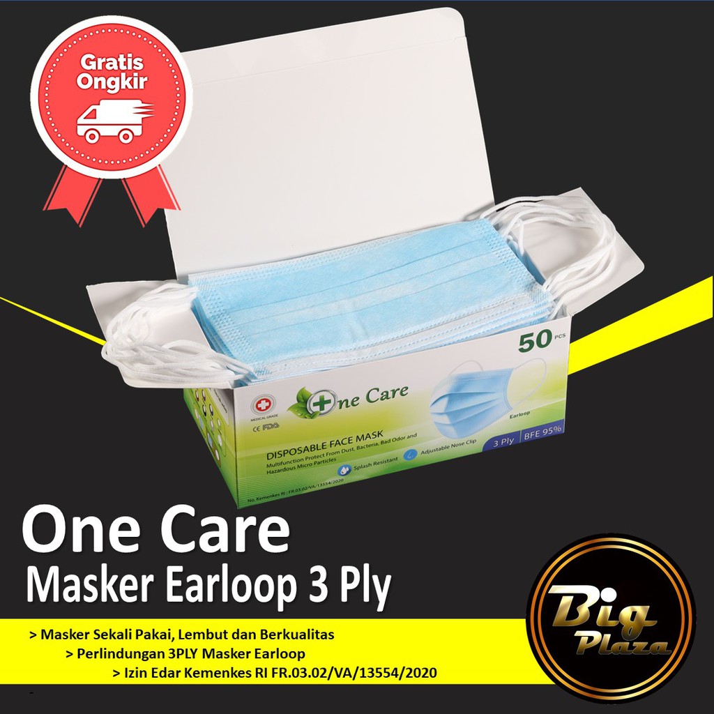 Masker NeCare Earloop 3ply isi 50 Pcs Ne Care - Big Plaza