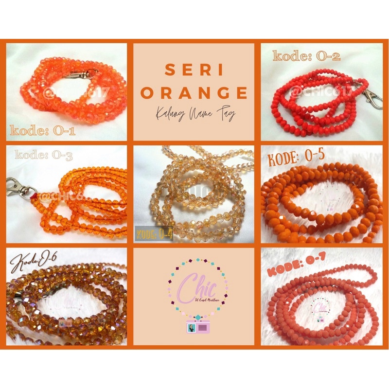 

Lanyard Beads Manik Kalung Name Tag Tali Nametag Mute Mote Id Card Necklace SERI ORANGE