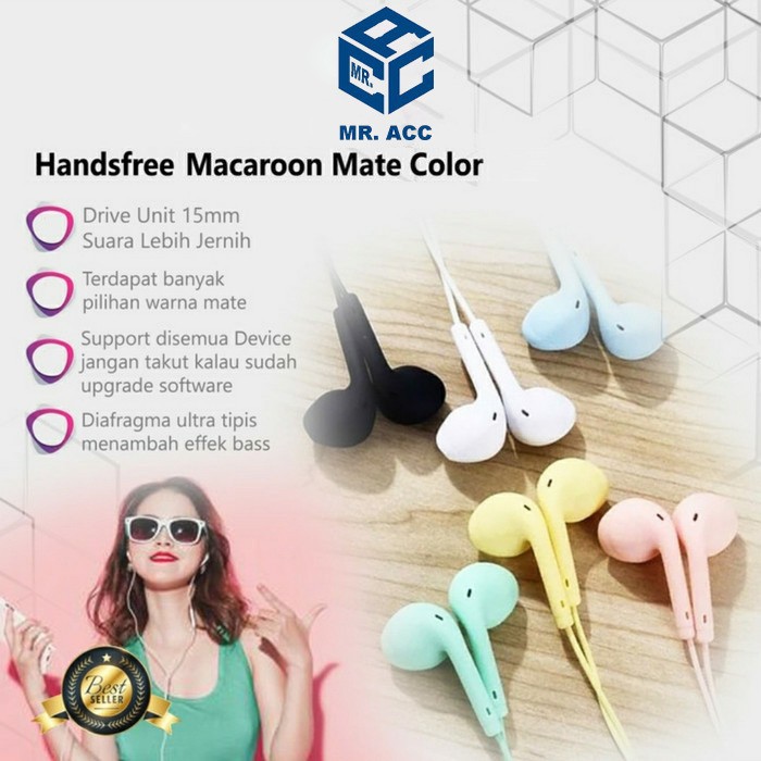 HANSFREE WARNA WARNI JACK 3.5 - HEADSET MACARON EXTRA BASS U19 - BC Image 5