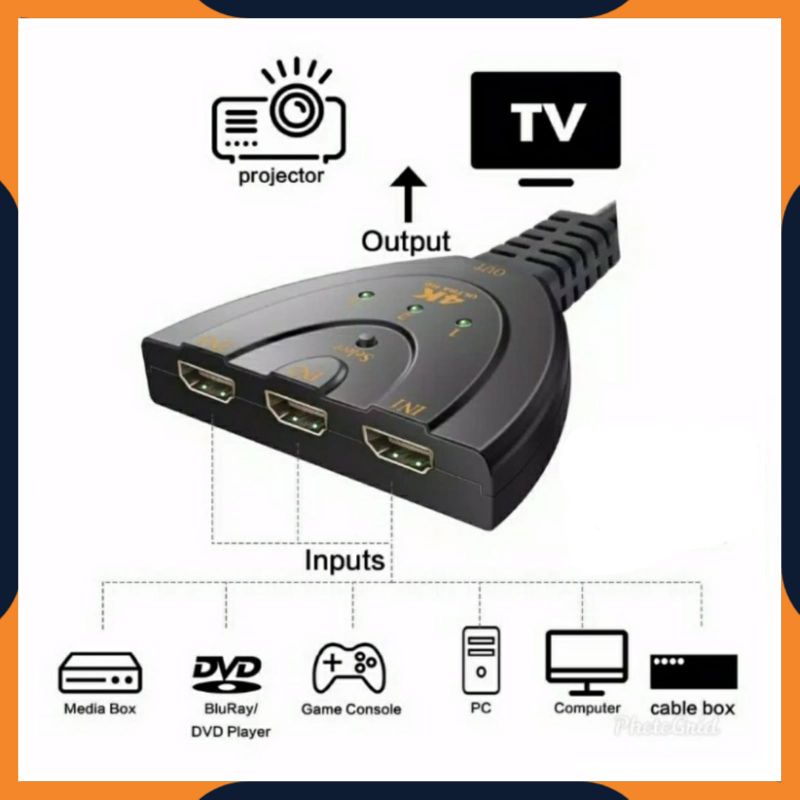 [COD] CONVERTER ADAPTER HDTV SWITCH 3 PORT 4K TV SWITCHER (3 INPUT 1 OUTPUT) 4K*2K UNTUK PS4 PC LAPTOP KE TV PROJECTOR