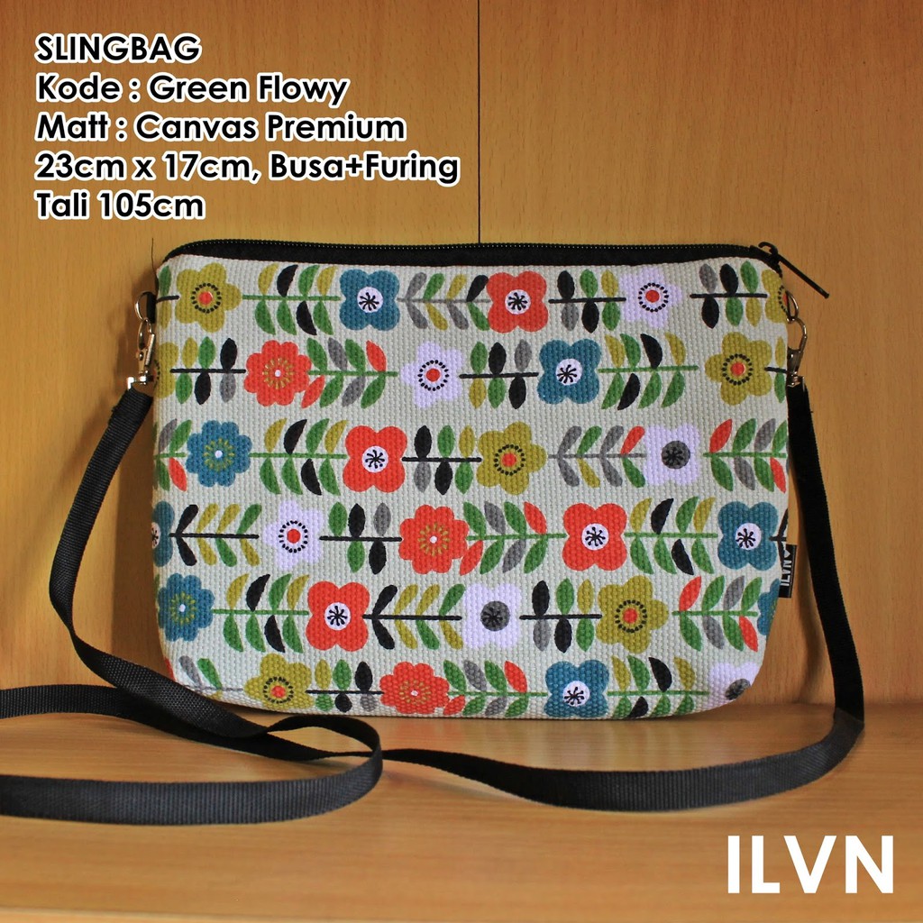 [TAS WANITA] SLINGBAG GREEN FLOWLY