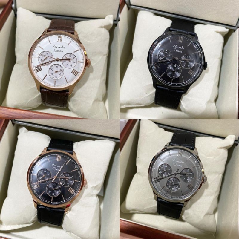 Jam Tangan Alwxander Christie 6568 Ac 6568 Tali Kulit Mesin Baterai Original d4.2cm Garansi 1thn