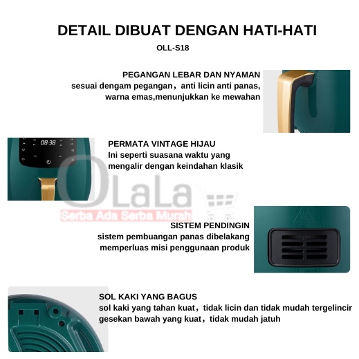 Air Fryer 6L Mesin Penggoreng Tanpa Minyak OLL-S18-6L