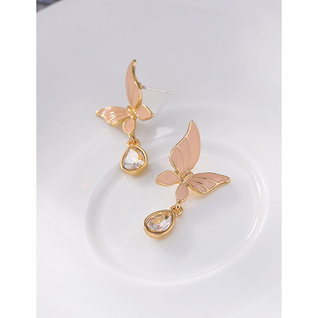 LRC Anting Tusuk Fashion Drop Glaze Drop Gemstone Butterfly Earrings D37734