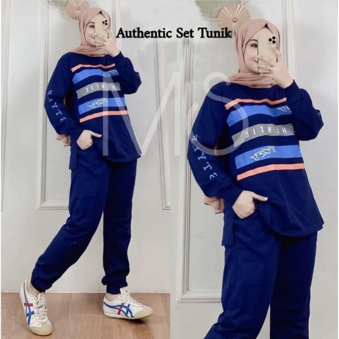 Baju Celana Setelan Olahraga Muslim Training Senam Wanita Authentic Santai Modis Trendy LD 100 PJG70
