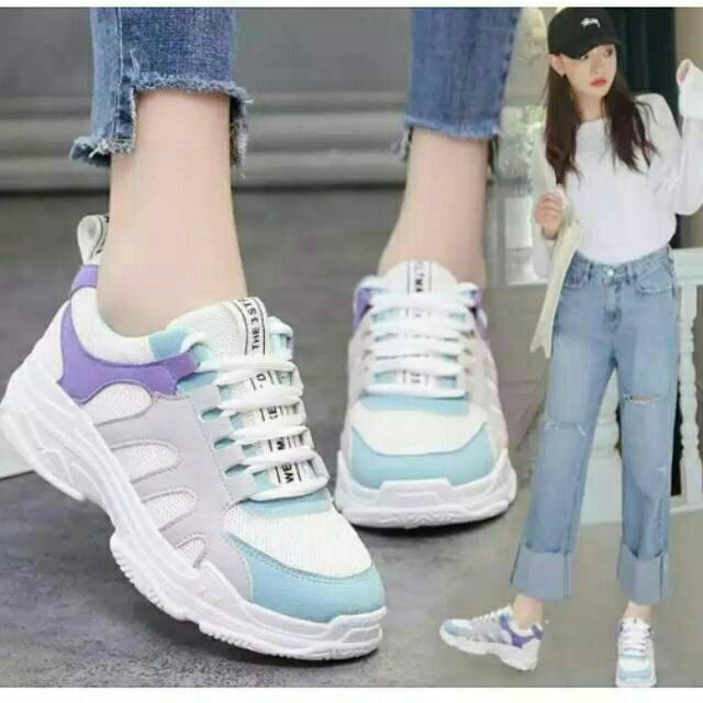 Sepatu sneakers tali wanita HPD487 ready 2 warna