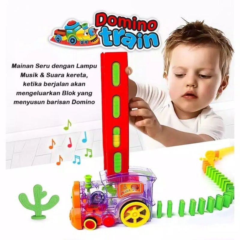 Mainan Domino Train Edukasi Anak Bayi Balita Kereta Api Susun Balok Bisa Jalan