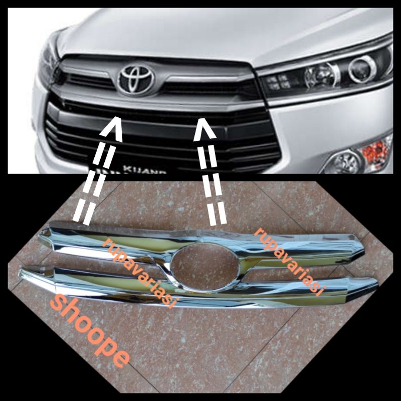 COVER lis list GRILL GRILLE BUMPER DEPAN TOYOTA INOVA INNOVA REBORN 2016 SAMPAI 2020 2019 2018 2017 CHROME CROME hitam doff tempel tipe G