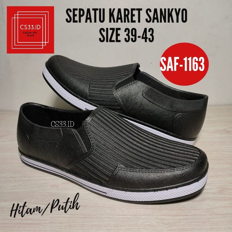 Sepatu Pantopel karet cowok SANKYO SAF 1163 Hitam/sepatu jelly import pria/ sandal sepatu cowok