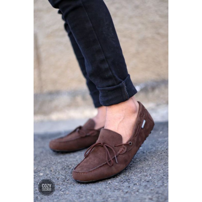 Rennes Sepatu kasual Pria Slip On Pria Kulit Suede Santai Fashion Kerja Kondangan