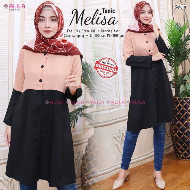 Tunik Melisa Original Alila Atasan Polos Material Ity Crepe Premium