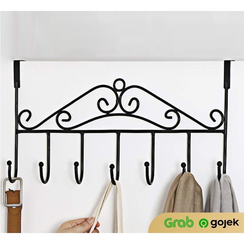 7 Hook Gantungan Baju belakang Pintu Steel Clothes Hanger