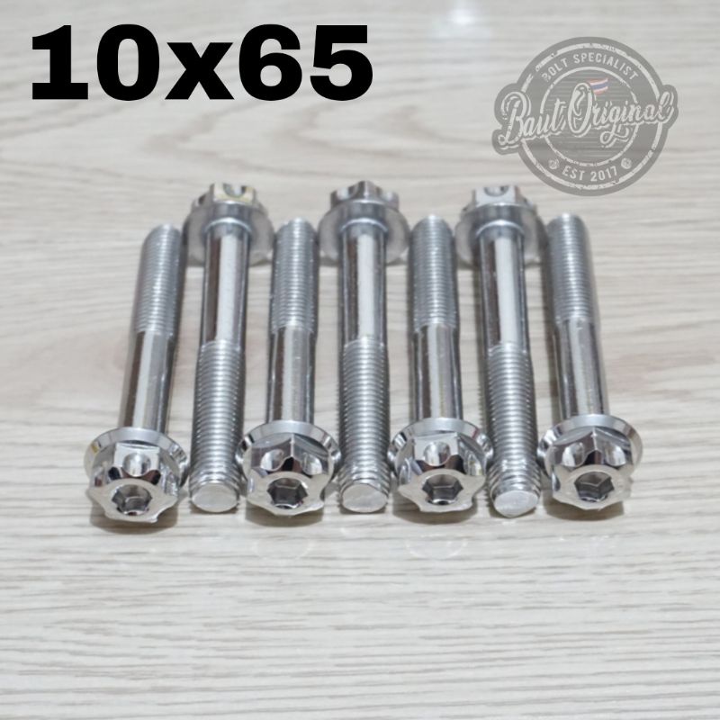 baut probolt 10x65 mm stainless new model drat 14 panjang 6.5 cm ukuran 14 gs1 gear 2 kunci belimbing heng