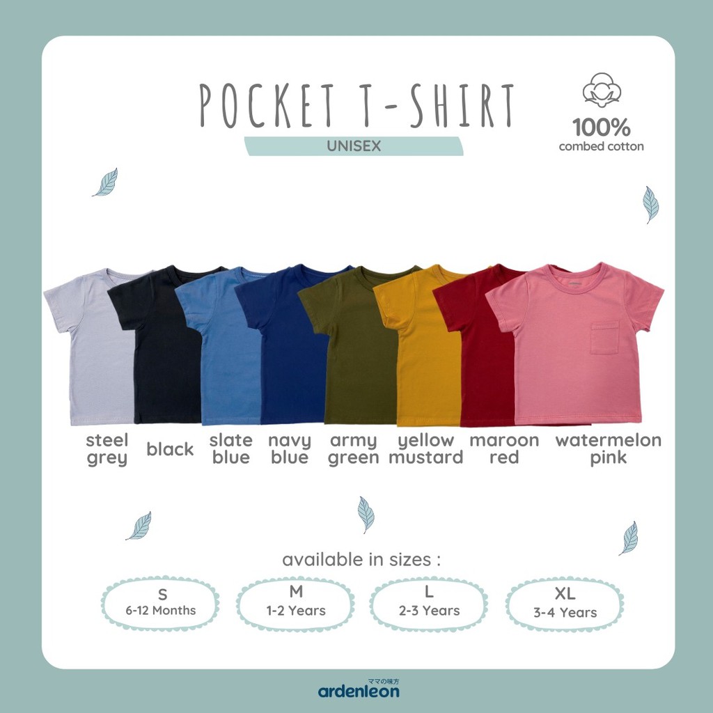 ArdenLeon Pocket T-Shirt Kaos Bayi Anak Unisex Arden&amp;Leon