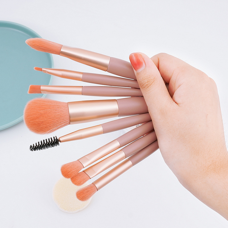 8pcs / Set Brush Kosmetik / Makeup Kombinasi Portable Lembut Untuk Foundation, Eyeshadow