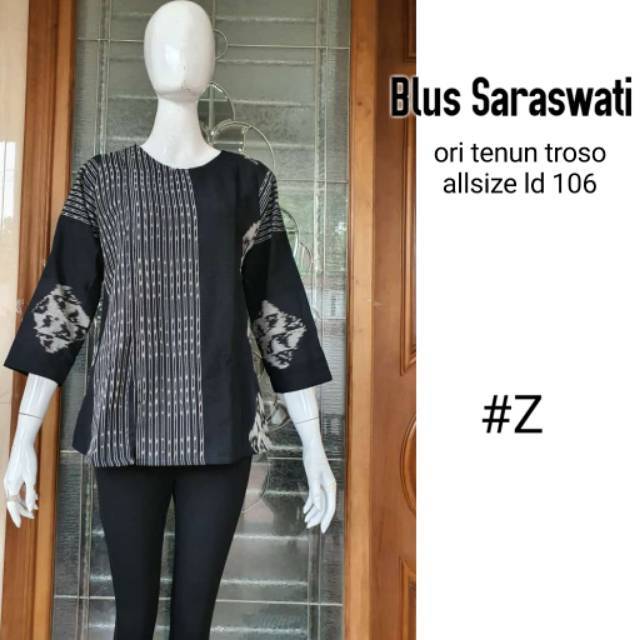 Blus saraswati tenun troso kombi mix katun best atasan trendy