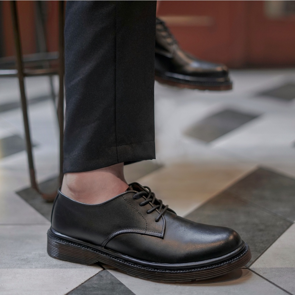 ALVA BLACK (KULIT ASLI) |ManNeedMe x Kenzio| Sepatu Pantofel Pria Derby Shoes Formal ORIGINAL