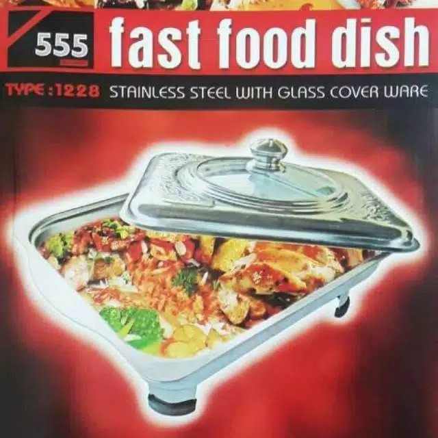 Tempat Makan Prasmanan Motif Dengan Tutup Kaca