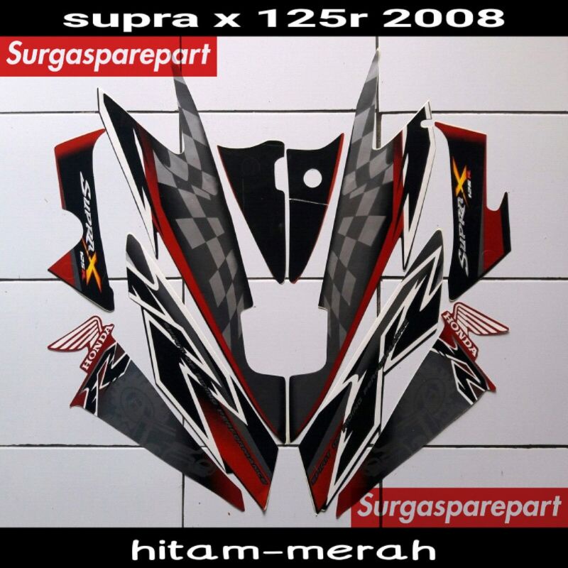 Striping honda Supra x 125 Batman 2008 merah hitam