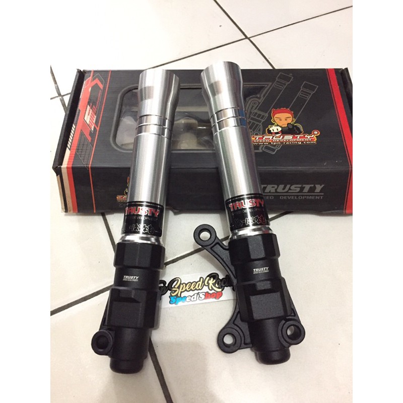 tabung shock depan trusty mio Fino soul karbu silver