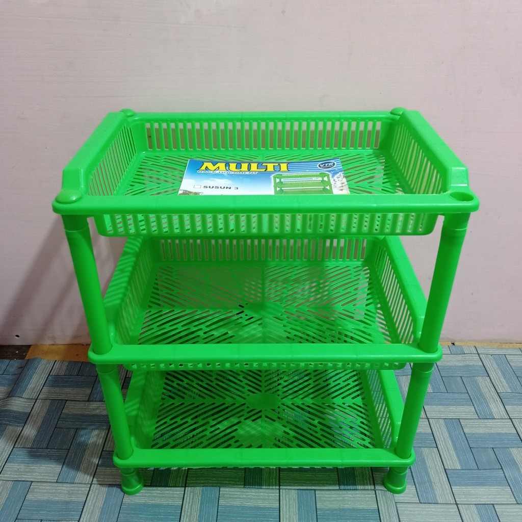 jual rak plastik 3 susun besar ukuran 39x28x45 cm rak bumbu dapur