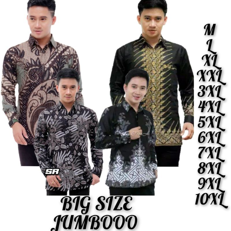 KEMEJA BATIK PRIA LENGAN PANJANG BIG SIZE JUMBO M.L.XL.XXL.3XL.4XL.5XL.6XL.7XL.8XL.9XL.10XL