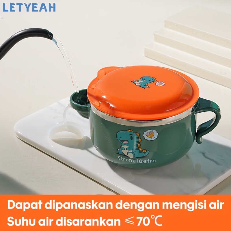 letyeah Mangkok makan anak stainless 450ml /mangkok makan bayi anti tumpah