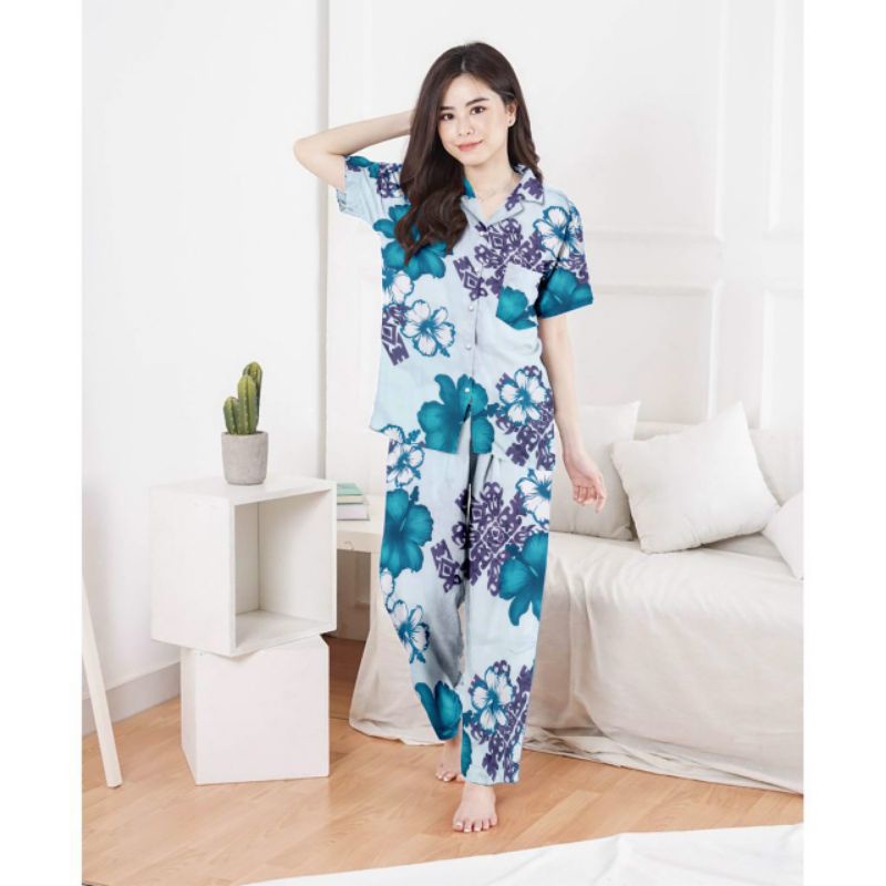 daily set/baju tidur setelan/setelan wanita kekinian/setelan katun termurah-Cp kem bigrose tosca