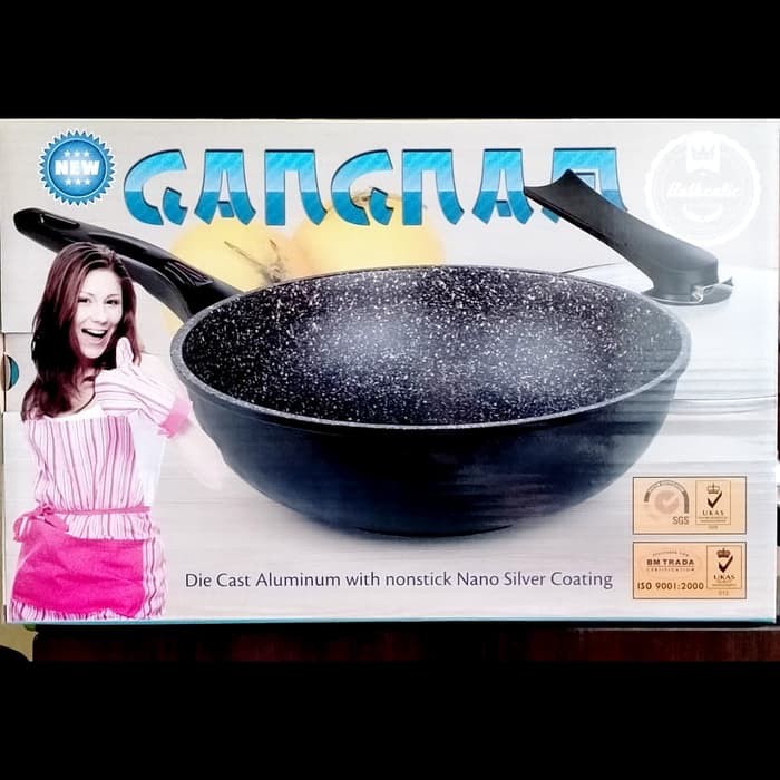 PANCI WOK PAN 30 CM GANGNAM PENGGORENGAN WOK MARBEL KOREA ANTI LENGKET