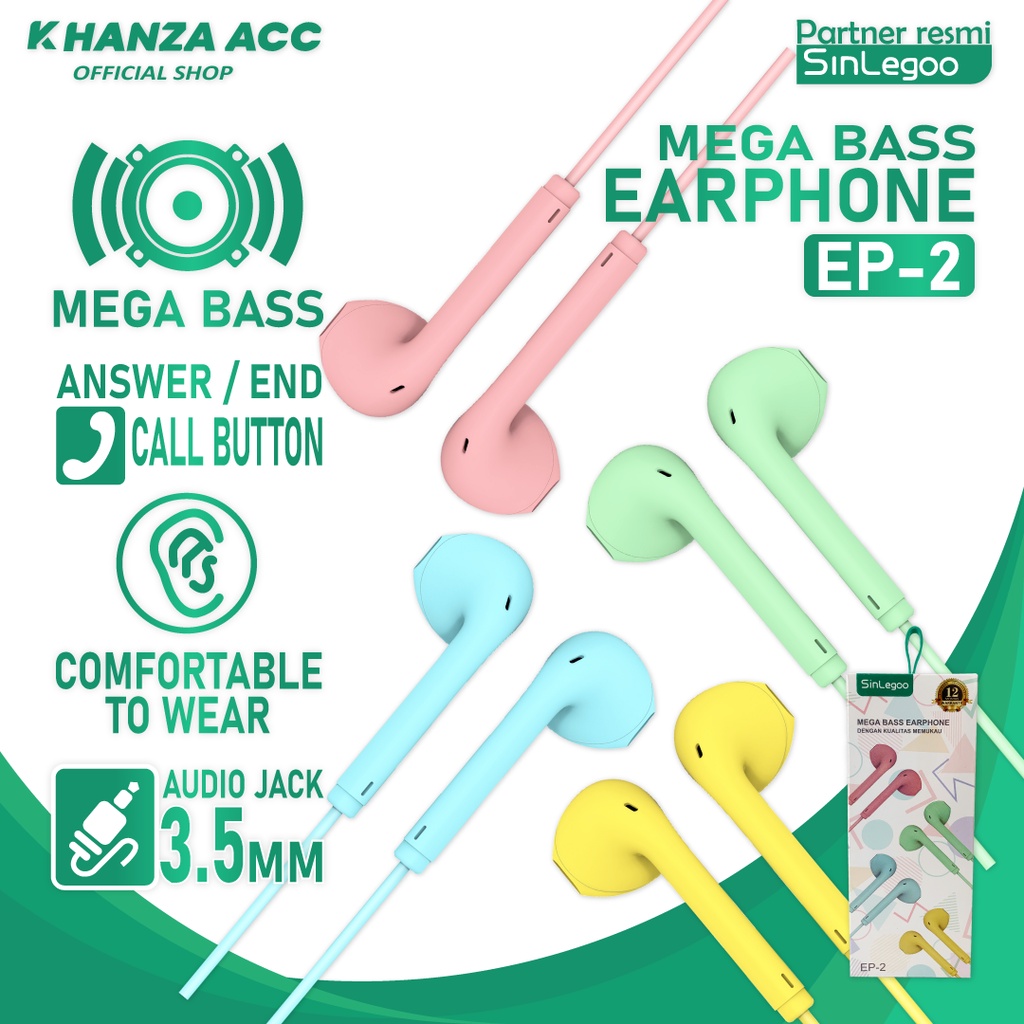 KHANZAACC SINLEGOO EP-2 Earphone In Ear Candy Edition Mega Bass Clear Sound