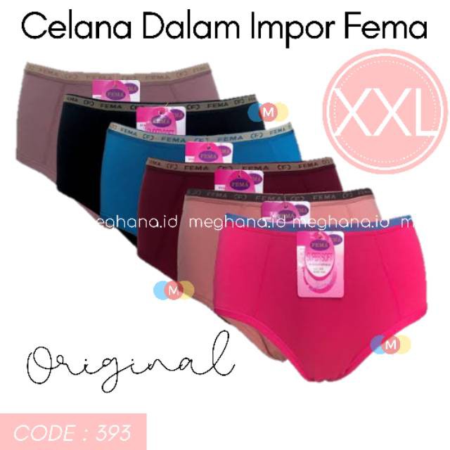 CD Celana Dalam Wanita Panties 393 XXL Fema Polos Import Katun Polyester Halus Premium