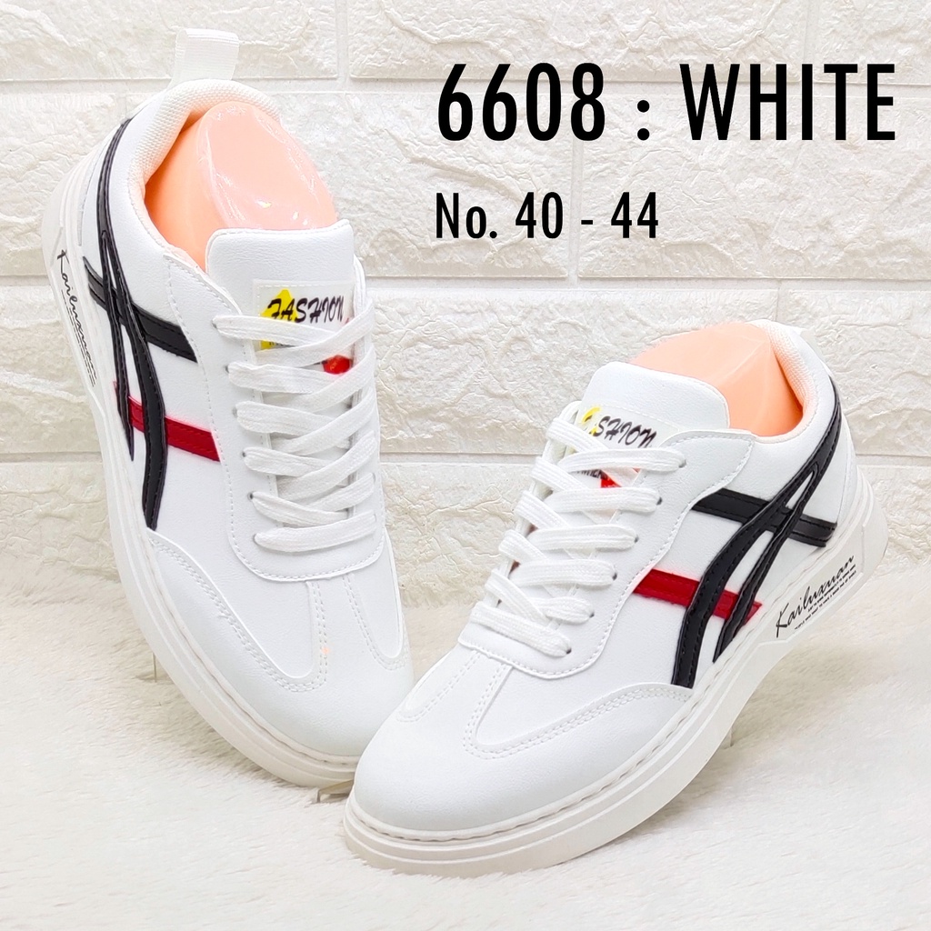 Sepatu Putih Pria 6608 Sepatu Sneaker Tali Cowok SPTSP