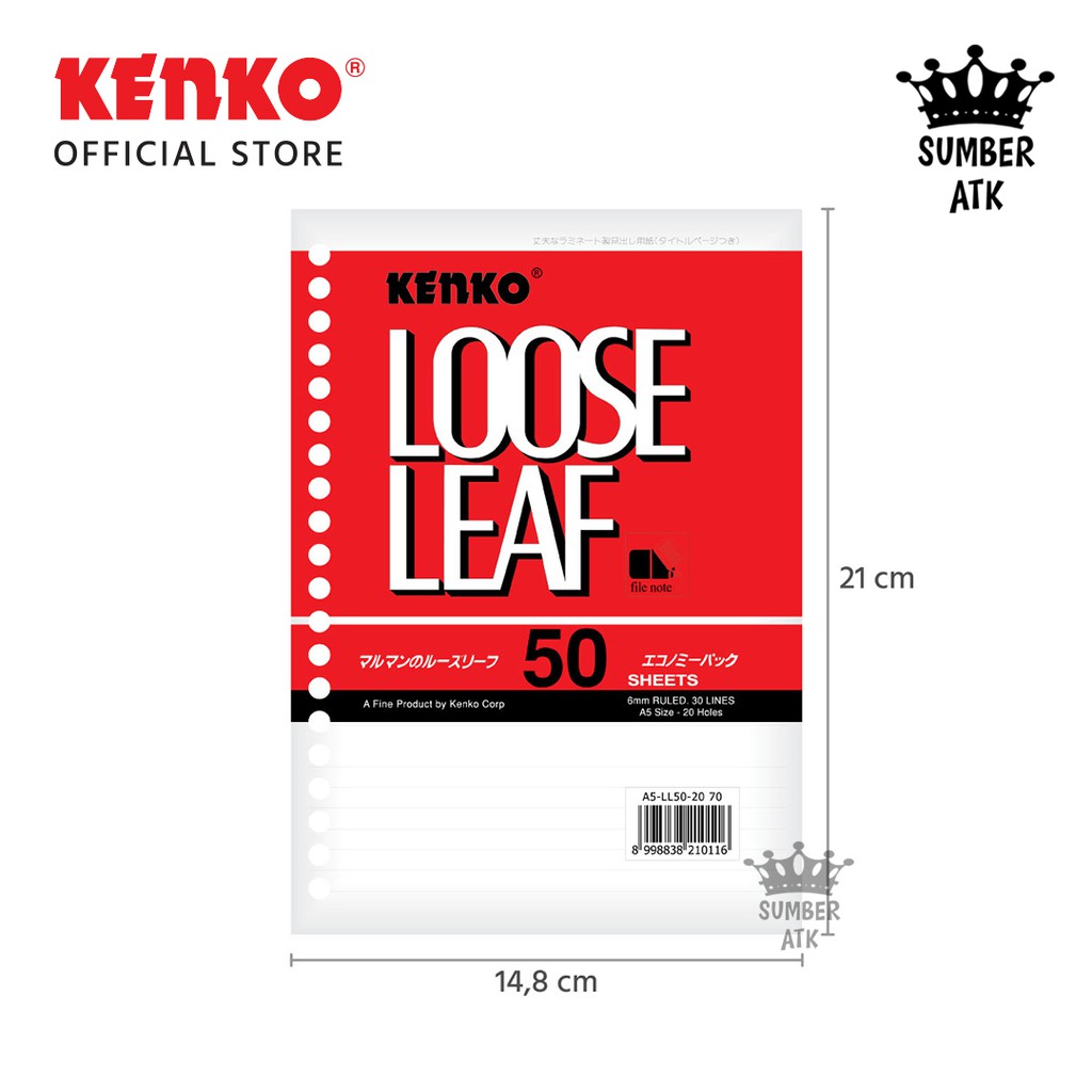 

KENKO LOOSE LEAF A5-LL 50 2070 /KERTAS BINDER (50 Lembar) UKURAN A5 - 1 SET