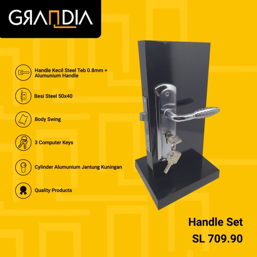 Gagang Pintu Set Kecil / Handle Pintu Set Grandia Small + Body dan Cylinder