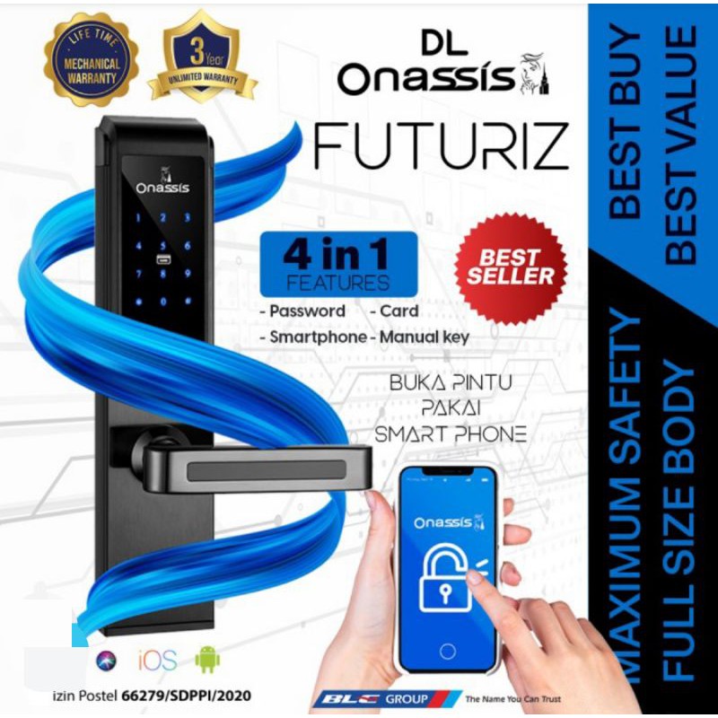 Kunci Pintu Digital ONASSIS FUTURIZ Digital Lock Onassis Futuriz smart lock