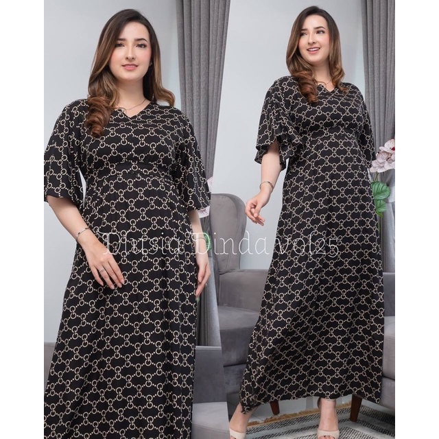 Daster arab DLUSIA DINDA Long Dress Homey Rayon Lengan Lonceng