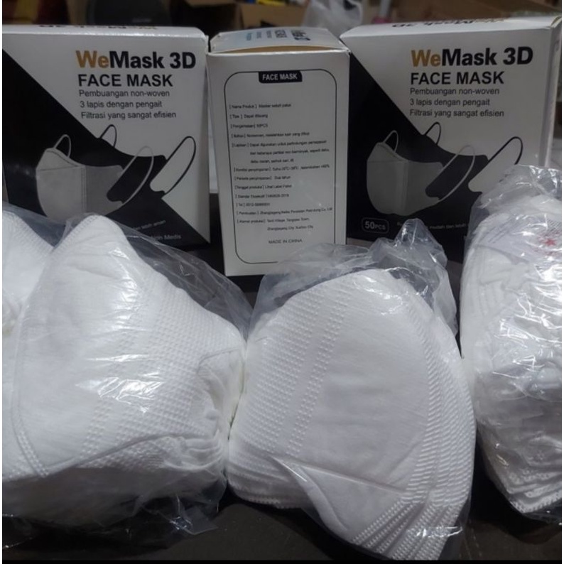 Masker duckbill murah  wemask we mask 50 pcs putih dan hitam