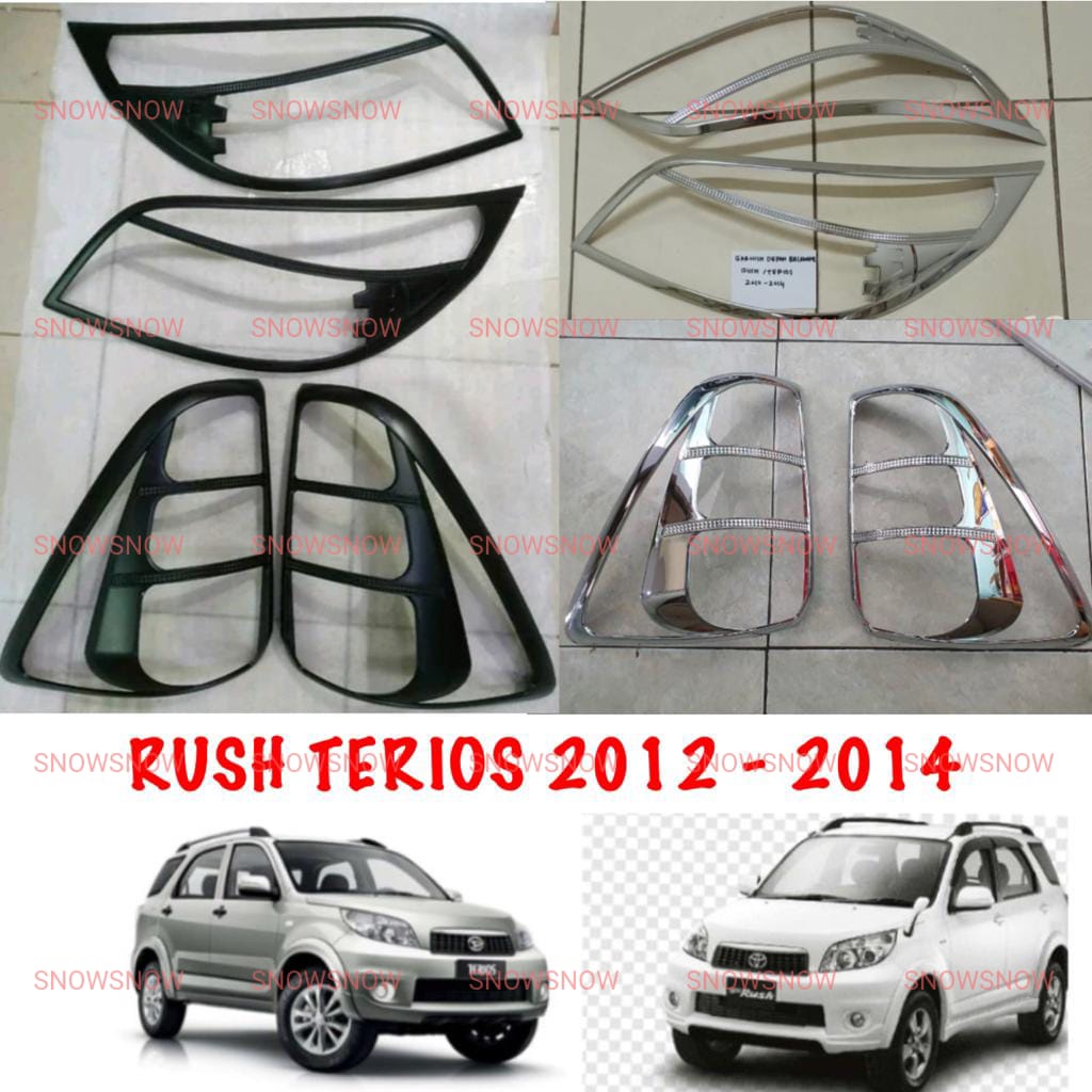 Paket Garnish Lampu Depan Belakang Rush Lama Old 2012 2014 Hitam Chrome