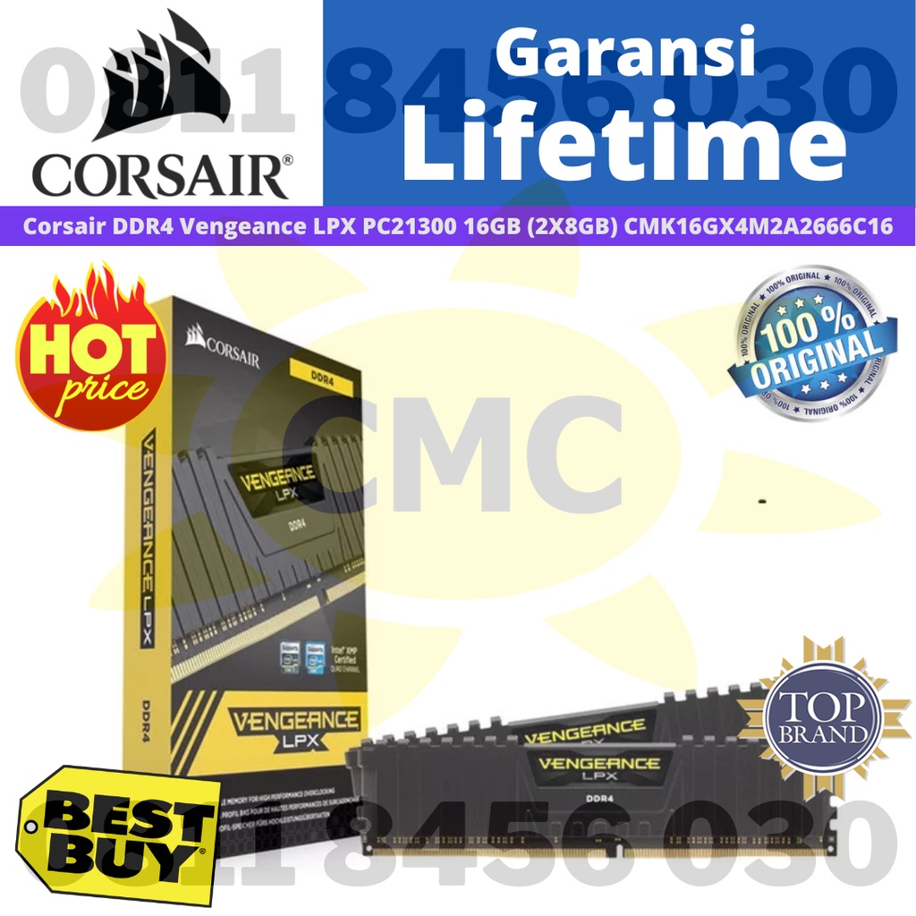 Corsair DDR4 Vengeance LPX 2666MHz 16GB 2X 8GB CMK16GX4M2A2666C16